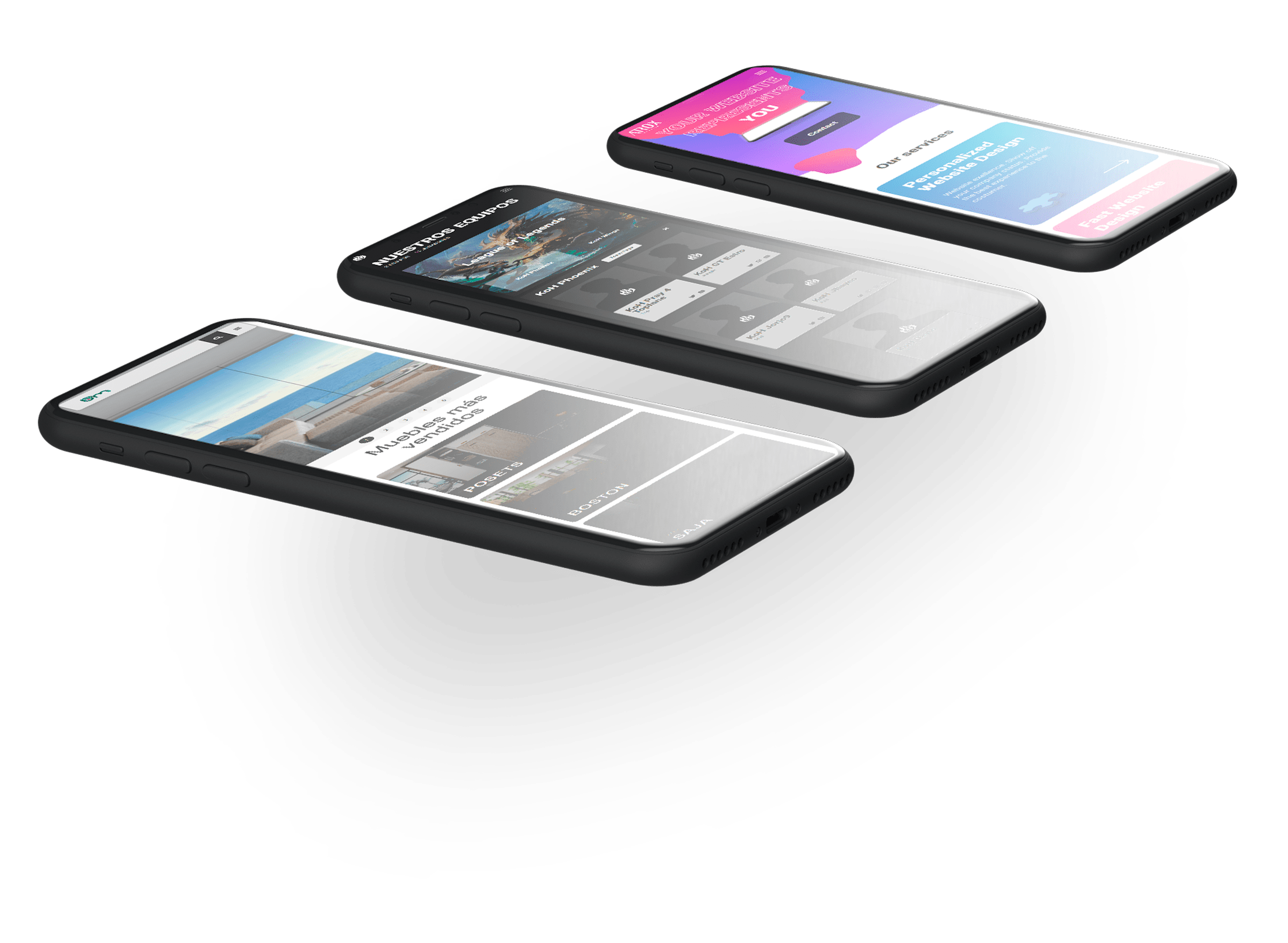 Móviles con distintos diseños web